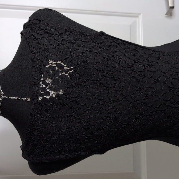 Weston Wear Anthropologie Black White Spliced Striped Lace Bodycon Midi Dress XS - Picture 7 of 12